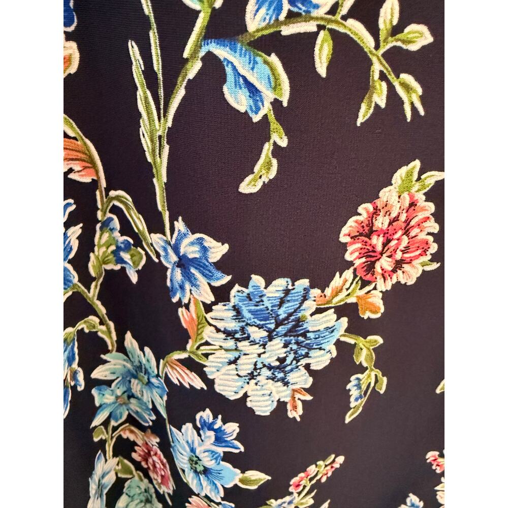 Shelby & Palmer Floral Embroidered Print Shift Dress Large Navy Blue 3/4 Sleeve - Picture 4 of 8